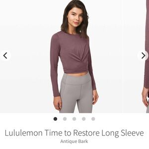 Lululemon Antique Bark time to restore crew knot long sleeve 4 small